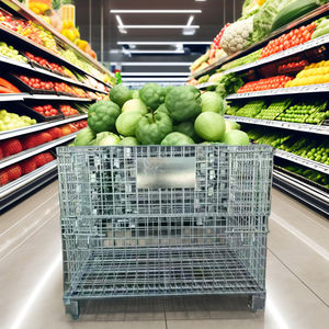 Conteneurs empilables pliables en treillis métallique pour le stockage en entrepôt, clôture, technique d'écran carré en métal soudé pour épicerie - Product Image 5