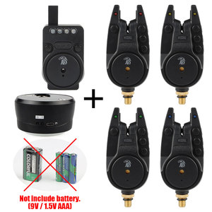 W.P.E Nuovo Set di Avvisatori Acustici da Pesca 4+2 con Luce da Tenda Wireless, Allarme Abboccata per Carpfishing e Accessori per <span class=keywords><strong>la</strong></span> Pesca al Lago - Product Image 1