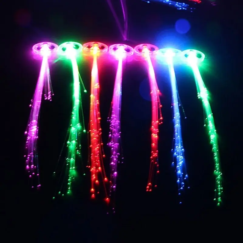 Hair Braided Clip Hairpin Colorful LED Glowing Flash Wigs Show New Year Party Christmas Bar Decor Supplies