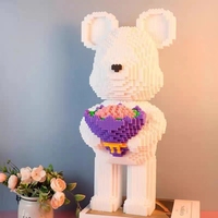 Ours créatif en forme de fleur, modèle de briques, blocs de construction, jouets pour enfants, cadeau d'anniversaire, 48CM
