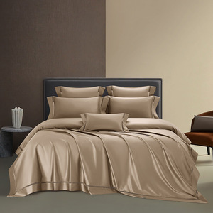 Pima Long Staple Cotton Satin Four Piece <b>Bedding</b> <b>Set</b> 1.8m Bed Solid Color Light Luxury All Season Breathable - Product Image 1