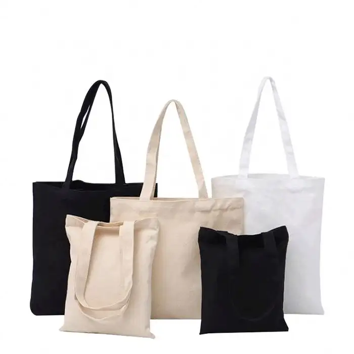 Wholesale Black Handle Canvas Bag Custom Print Promotional 100% Cotton Canvas Tote Bag