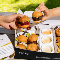 Boîte à compartiments pour mini-burgers, biodégradable, recyclable, écologique, pour emporter, en papier, pour le partage, pour poulet frit