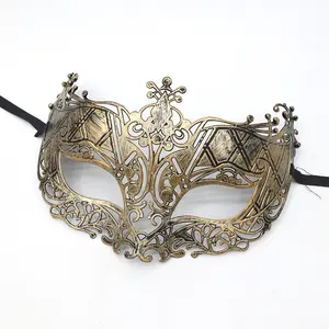 Dropship Golden Silver Bronze Mask Roman Man Half Face Flat Head Carved Venetian Mask for Halloween