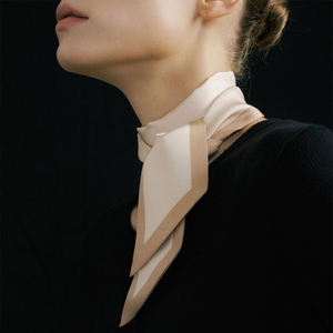Customized Color Parchment Handmade Narrow Headband Lightweight Silk Ribbon Neckerchief Long 100% Mulberry Silk Twill <strong>Scarf</strong> - Product Image 3
