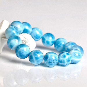 Bracelet en pierre ondulée bleue naturelle pour hommes et femmes, gemme dominicaine, bracelet à anneau unique, bijoux en cristal d'énergie Larimar - Product Image 3