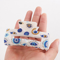 Pince à cheveux en PVC style requin personnalisée, motif œil de diable bleu, pour femmes et filles, accessoire capillaire tendance