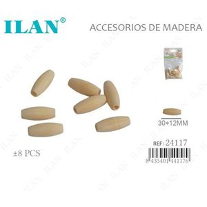 Perle ovale en bois Ilan 30x12 mm pour accessoires vestimentaires - Product Image 1