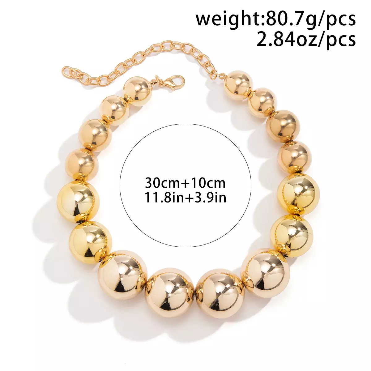 Exaggerated Big Ball Beaded Chain Choker Necklace for Women