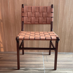 <span class=keywords><strong>Chaise</strong></span> de salle à manger <span class=keywords><strong>en</strong></span> <span class=keywords><strong>bois</strong></span> massif avec dossier, chaises <span class=keywords><strong>en</strong></span> cuir <span class=keywords><strong>tressé</strong></span> tendance, meubles italiens, café, salon de thé, hôtel, salle à manger - Product Image 2