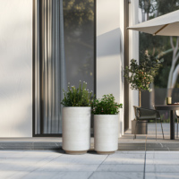 Vente en gros d'usine, pot rond haut en fibre-ciment, pot de fleurs d'intérieur et d'extérieur, pot de fleurs en béton