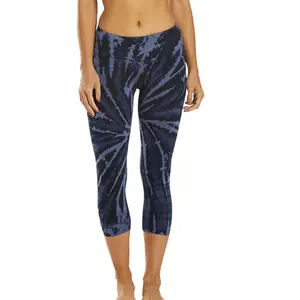 Yeni tasarım spor düz belli Yoga kaprileri egzersiz pantolonları spor Yoga kadınlar için 7/8 tayt