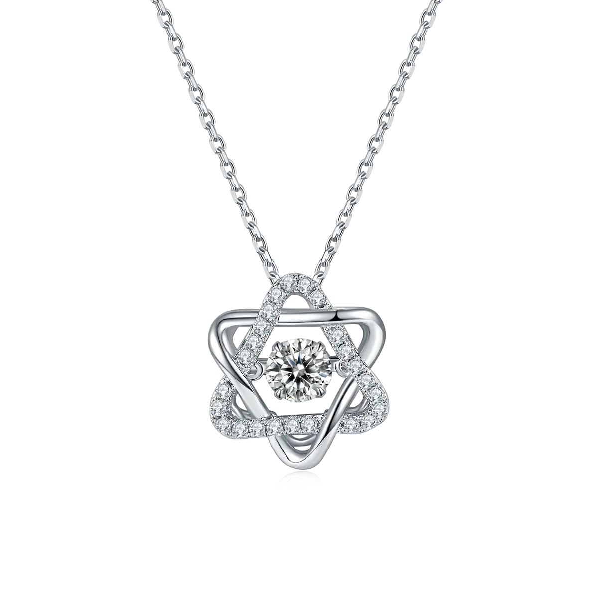 Lerca özel takı Minimalist kadınlar gümüş 925 yıldız hareketli mozanit elmas kolye Hexagram kolye