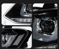 DLW Scheinwerfer-Set für VW POLO 2011-2018 Modifizierte Doppel-U-Bi-Linse mit Sequenziellem Blinker und Tagfahrlicht