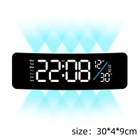 Jam Dinding LED Modern Gantung Baru, Lampu RGB Digital, Jam Alarm LED Senyap untuk Ruang Tamu Kamar Tidur, Logo Custom