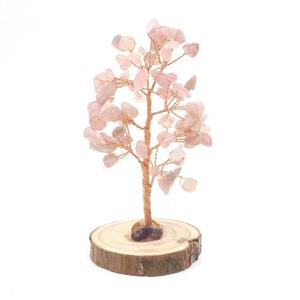 ต้นไม้คริสตัลแห่งชีวิตและความมั่งคั่ง ฐานไม้ สูง 10-11 ซม. ของตกแต่งบ้าน สำนักงาน ต้นไม้นำโชค งานฝีมือ ของขวัญ - Product Image 2