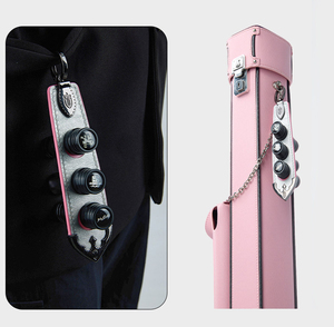Pink Leather Pool Cue Case 5 Hole Billiard Rod Box Lightweight Durable Carry Cover for Practice Competition - Product Image 1
