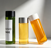 Bouteille en verre transparente cylindrique vide avec bouchon en plastique, étiquette personnalisée, 250 ml, 350 ml, 500 ml, 1000 ml, contenant d'emballage pour boissons