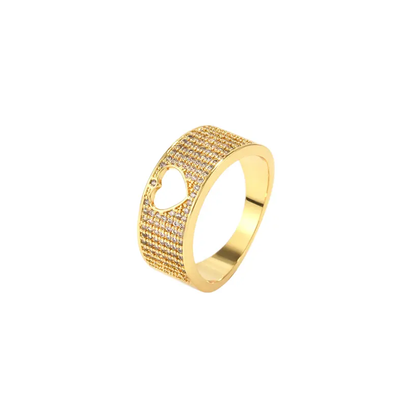Wuzhou LS Jewelry Wholesale Fashion Hip hop Simple Charm Cubic zirconia Rings heart rings