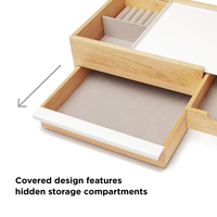 Petite boîte à bijoux en bois de chambre à coucher, boîtier organiseur moderne de stockage style nordique avec tiroirs à compartiment caché