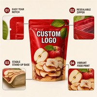 Sachet Doypack personnalisé avec logo pour chips de pommes, refermable à fermeture éclair, pour chips de fruits croustillants, finition mate