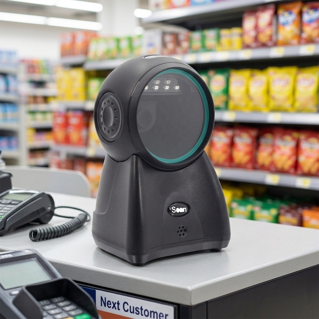 Wireless High-Speed 2D Omni-Directional Desktop Barcode Scanner Reader Hands-Free 1D/2D QR Code Scanner POS Retail Stock