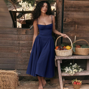 Abbigliamento Donna Moda Vintage Estate Novità Abito Lungo <span class=keywords><strong>Casual</strong></span> Vintage Sexy Senza Spalline con Allacciatura al Collo - Product Image 5