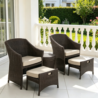 Ensemble de mobilier de jardin moderne en rotin Yoho 5 pièces pour l'extérieur : canapé, chaises, table à thé – Imperméable et durable pour patio et jardin