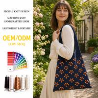 Sac fourre-tout à bandoulière en tricot floral multicolore, motif ajouré petites fleurs, doux et léger, pour le quotidien, le shopping, logo personnalisé, OEM, vente en gros