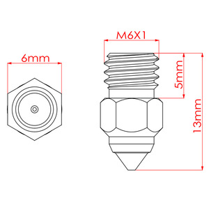 Boquilla de cobre Ender-3 Cr-6 Se Mk8 para extrusora de impresora 3D Sprit - Product Image 2