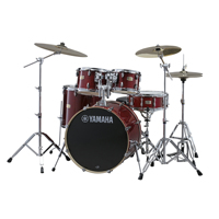 Batterie de percussions 5 pièces Stage Custom Series Cranberry Red Birch Shell avec 3 ou 4 supports de cymbales, cymbales exclues