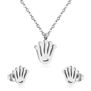 Bijoux coréens, collier et boucles d'oreilles en acier inoxydable plaqué or 18 carats pour filles - Product Image 6