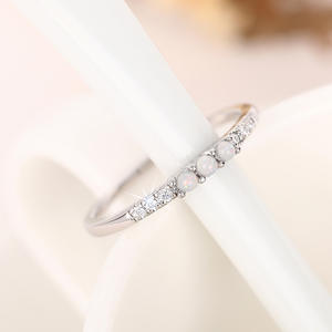 Anelli da Donna T0629 con Opale, Montatura Pavé, Pietra Naturale Rotonda, Gioielli di Moda per Fidanzamento - Product Image 5