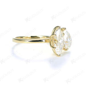 Bagues en Moissanite Taille Marquise et Taille Poire 4CTW pour Femme, en Or Jaune Massif 18K 14K 10K, D/VVS1, pour Fiançailles et Mariage - Product Image 4