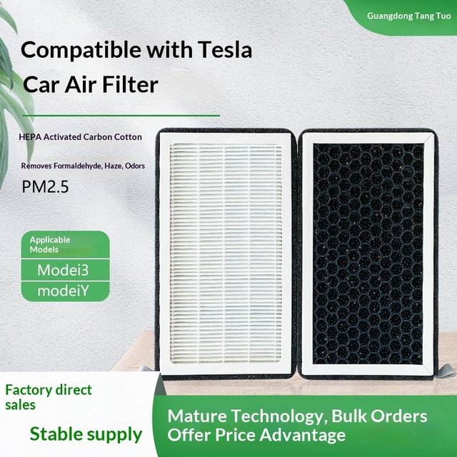 New Tesla Model 3/Model Y Car Air Purifier Filter with OE 165837500A for In-Vehicle Odor Removal One Year Warranty
