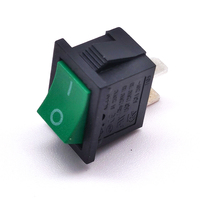 Interrupteur à bascule mini vert SPST 15x21mm 6A 250VAC marche/arrêt 2 broches UL