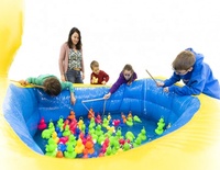 Piscine gonflable en forme de canard pour enfants, jeu de pêche, hermétique, à air