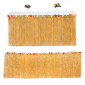 Falda de <span class=keywords><strong>mesa</strong></span> hawaiana Faldas de <span class=keywords><strong>mesa</strong></span> de hierba marrón <span class=keywords><strong>para</strong></span> falda de <span class=keywords><strong>mesa</strong></span> de fiesta de banquete de cumpleaños - Product Image 3