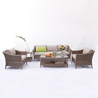Ensemble de salon de jardin en osier pour restaurant extérieur, 5 pièces, fabrication chinoise