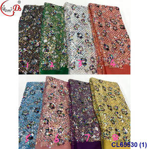 RTS Offre Spéciale lisami mariage 3d fleur avec haricots de luxe grande taille séquence dentelle tissu - Product Image 2