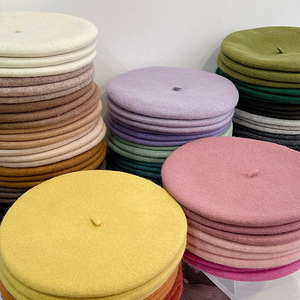 Berretti in Lana per Donna, Vendita all'Ingrosso, Colori Solidi Nero, Rosso, Giallo, Bianco, Blu, Verde, Berretti Francesi Classici alla Moda - Product Image 1