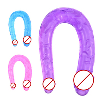 Dildos longs et colorés à double extrémité, tête de champignon en cristal souple, dildo en gelée réaliste pour femmes, jouet sexuel