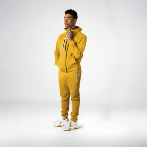 Vêtements de sport décontractés pour la course à pied, la salle de sport, l'automne et l'hiver, streetwear unisexe, à capuche, fermeture éclair, uni, 100% coton, séchage rapide - Product Image 3