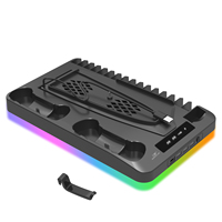 Station de charge pour ventilateur de refroidissement RGB avec support de stockage pour casque de communication filaire Accessoires de jeu pour console PS5
