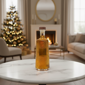 Nouvelle bouteille <span class=keywords><strong>de</strong></span> liqueur en verre côtelé 500ml/600ml/700ml avec <span class=keywords><strong>bouchon</strong></span> en bois pour whisky, brandy et spiritueux artisanaux haut <span class=keywords><strong>de</strong></span> gamme - Product Image 1