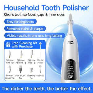 CURVY MOON Polisseur dentaire, éliminateur de plaque, outils de nettoyage et de polissage dentaire, blanchiment des dents avec 6 têtes de brosse - Product Image 6