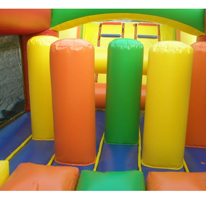 Carrera de obstáculos inflable arcoíris de nuevo diseño comercial con tobogán y soplador de aire - Product Image 2