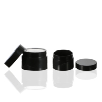 Pot cosmétique noir à double paroi 5g-50g en PET, cylindre en plastique avec couvercle à vis, conteneur vide pour soins de la peau, logo personnalisé