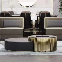 Table basse de salon post-moderne en acier inoxydable, luxe léger, simple, pour petit appartement, combinaison de tables hautes et basses en marbre de qualité supérieure