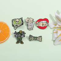 Broches en émail créatives sur le thème de la collection de dollars américains et de billets de banque de dessin animé, badges de revers pour sacs à dos, bijoux amusants pour cadeau